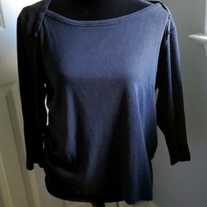 Croft and Barrow black boat neck sweater with 3/4 sleeved. L